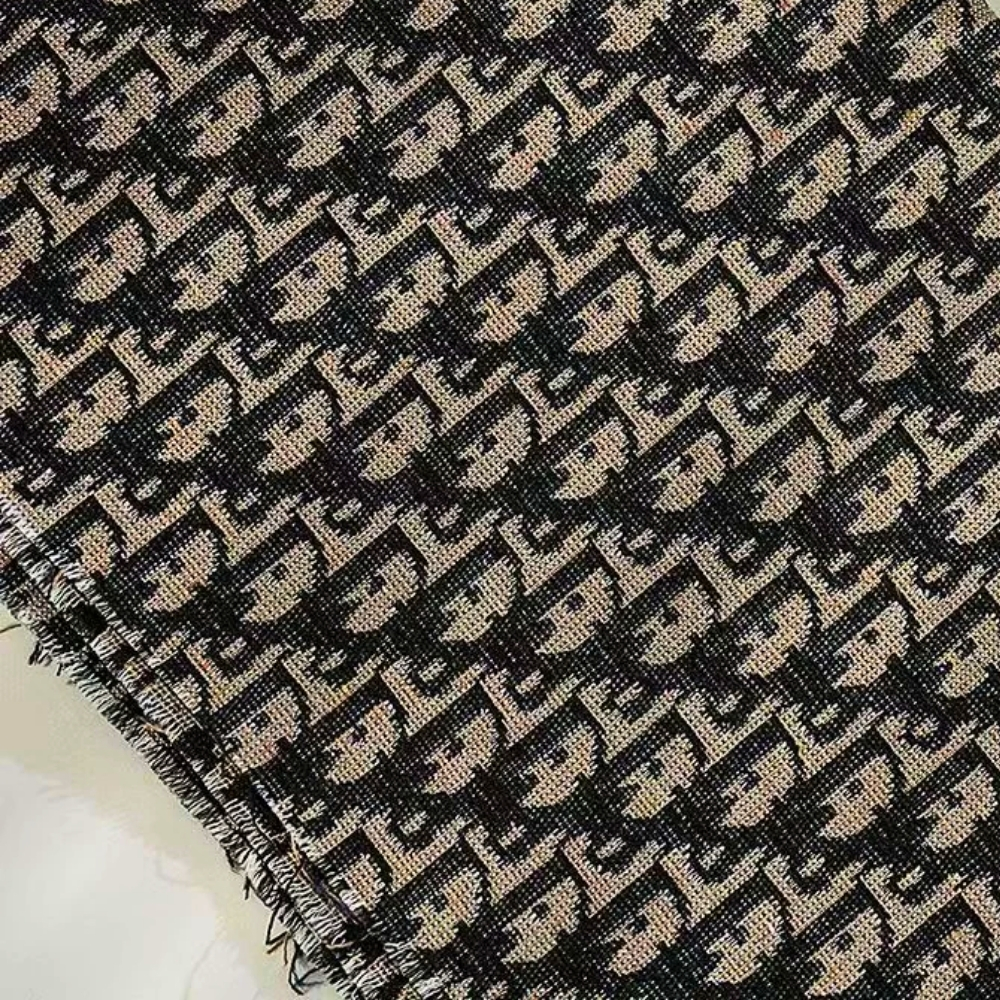 FAB (18) Brown White Monogram Liner Fabric - Image 1