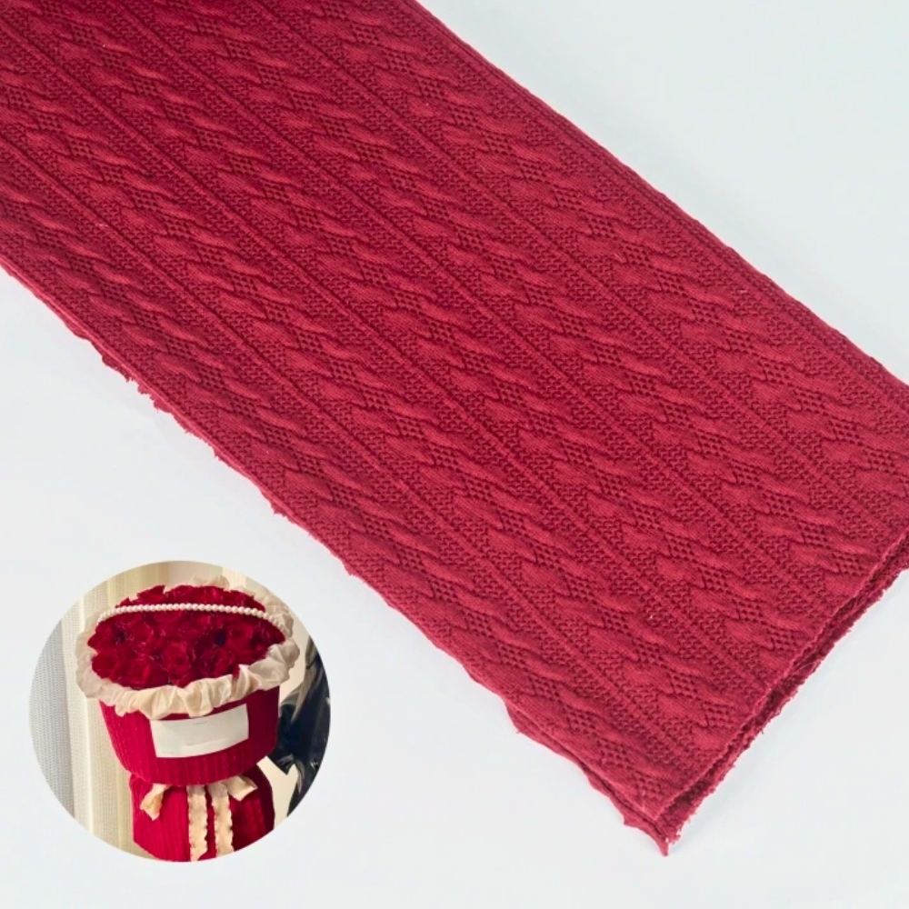 FAB (25) Deep Red Knitted Texture Fabric - Image 1